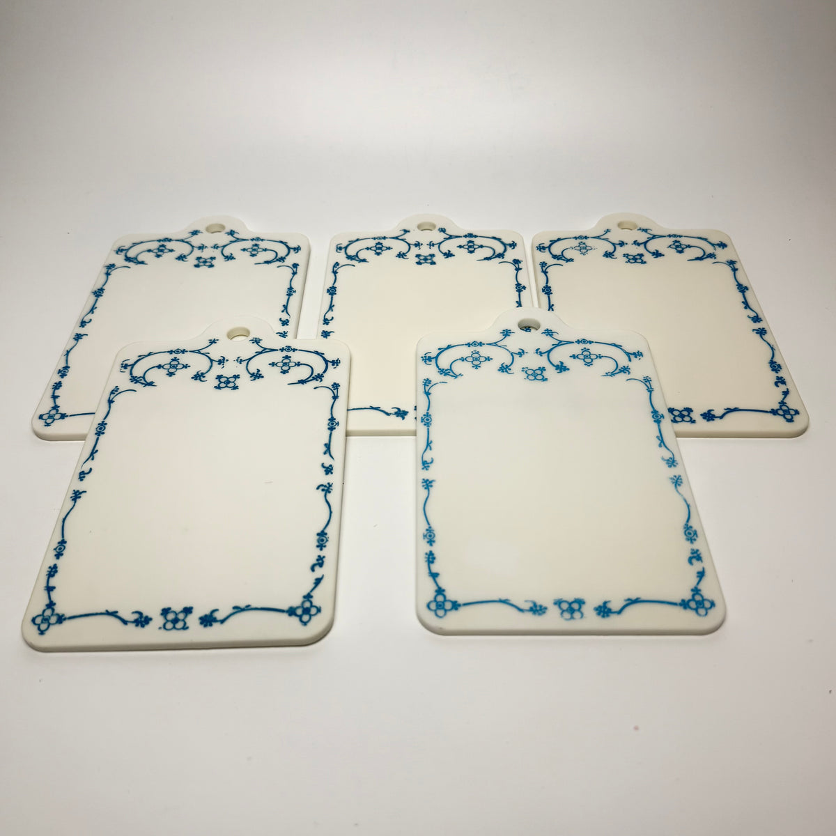 5 retro plastic butter boards – Musselmalet style
