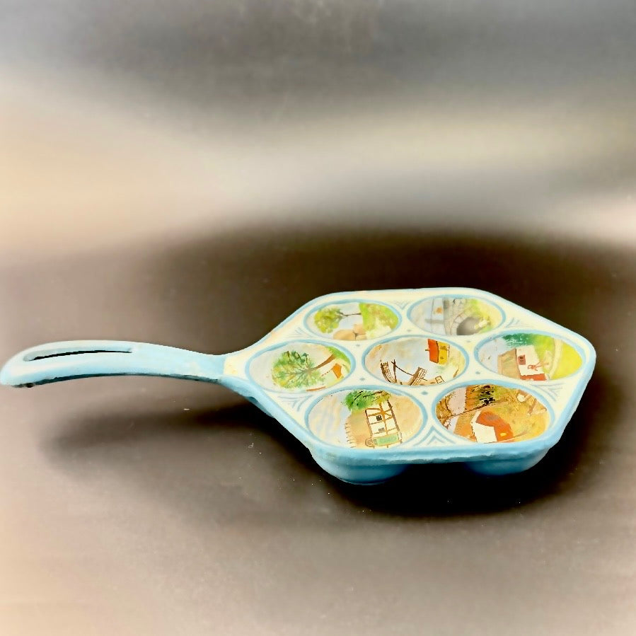 Hand-painted cast iron apple slice pan from H. Jensen Jyderup 1979
