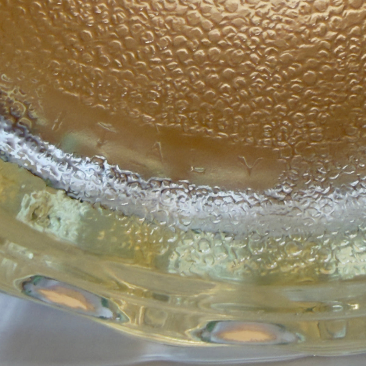 Ice bucket in heavy pressed glass with leather and leather handle – Italy, circa 1960–70