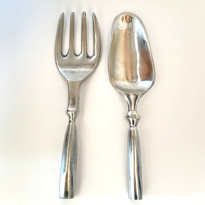 Vintage serveringssæt i støbt aluminiumslegering – mid-century stil