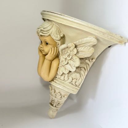 Vintage wall console with angel - cherub in polyresin 22 cm