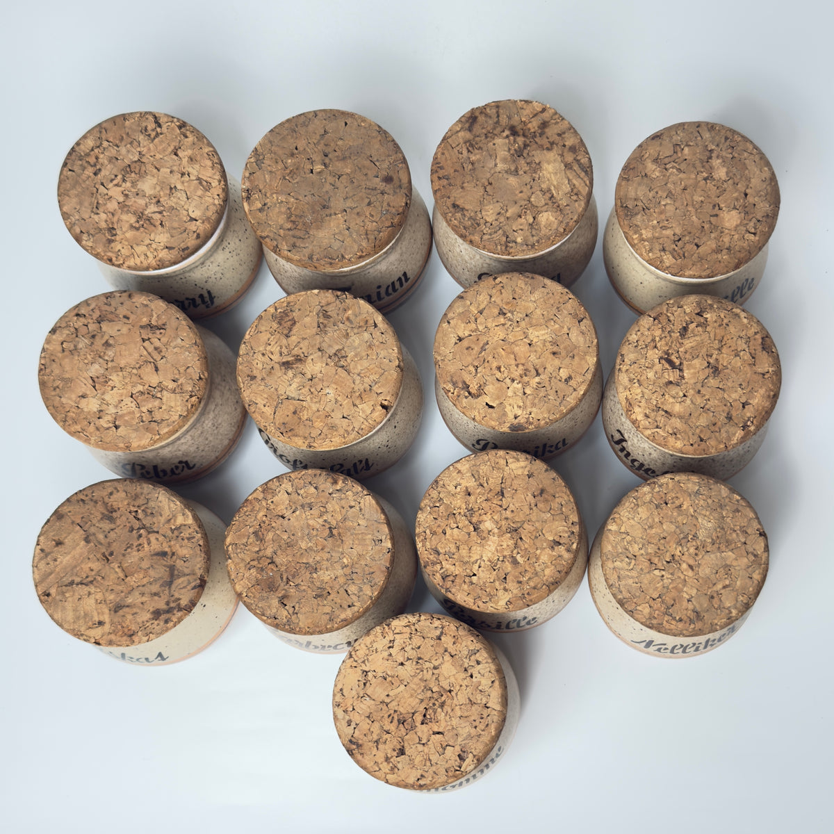 Henrik Fog stoneware spice jars with cork lids – Danish ceramics