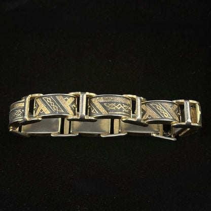 Vintage Toledo damascene armbånd med guldindlejring