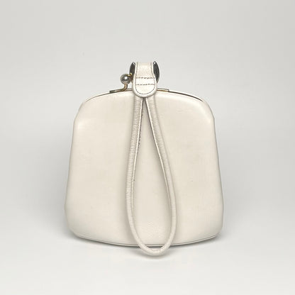 Skøn hvid clutch lædertaske med wristlet rem – 1960