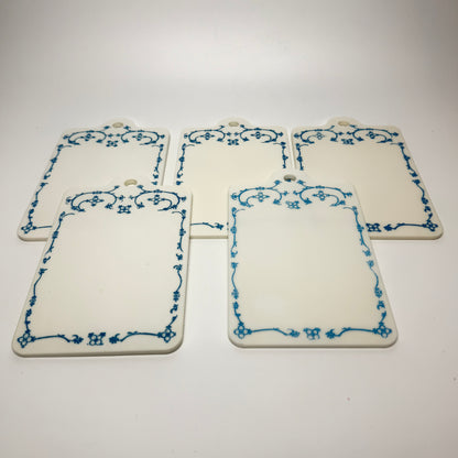 5 retro plastic butter boards – Musselmalet style
