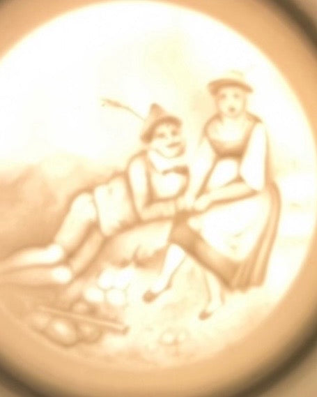 Lithophane porcelain beer mug with pewter lid, 1930s-40s