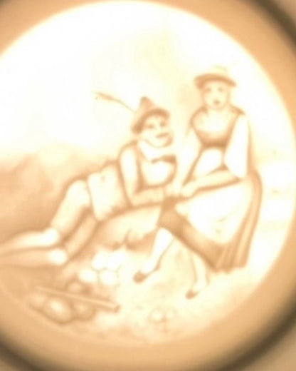 Lithophane porcelain beer mug with pewter lid, 1930s-40s