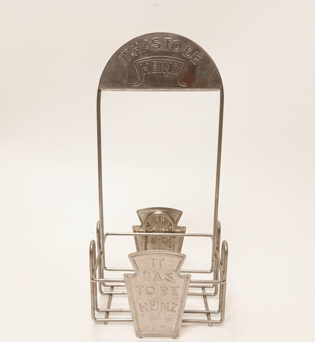 Vintage Heinz flaskeholder / condiment caddy i metal – “It Has To Be Heinz”