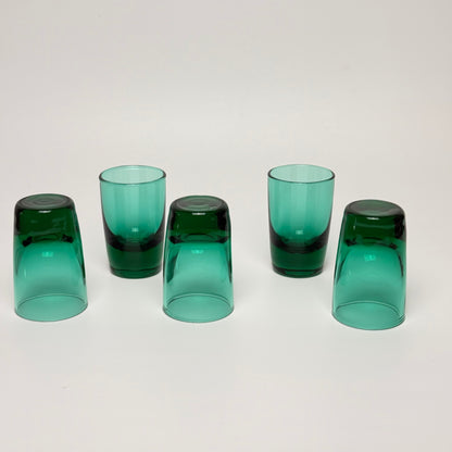 Hadeland "Kollen" cordial glasses – Willy Johansson – green/turquoise – 1960s – set of 5