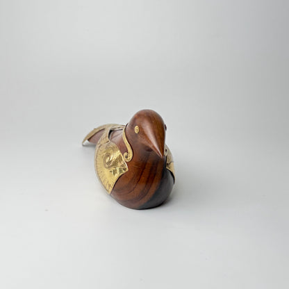 Beautiful bird figurine in rosewood and brass