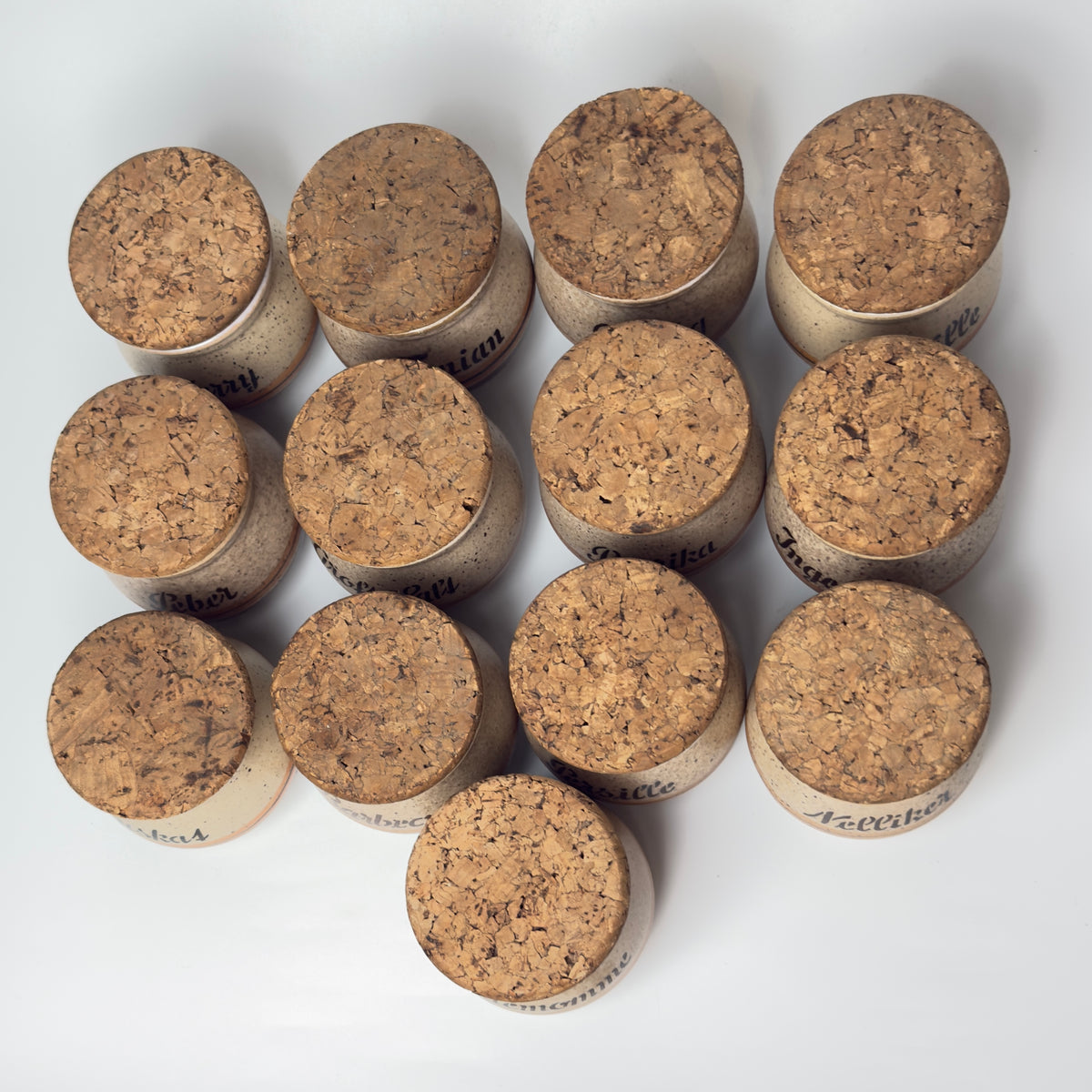 Henrik Fog stoneware spice jars with cork lids – Danish ceramics