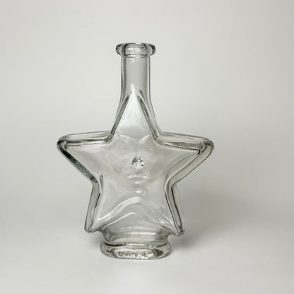 Vintage star carafe in clear glass with face – 18 cm
