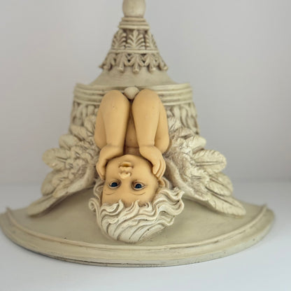 Vintage wall console with angel - cherub in polyresin 22 cm