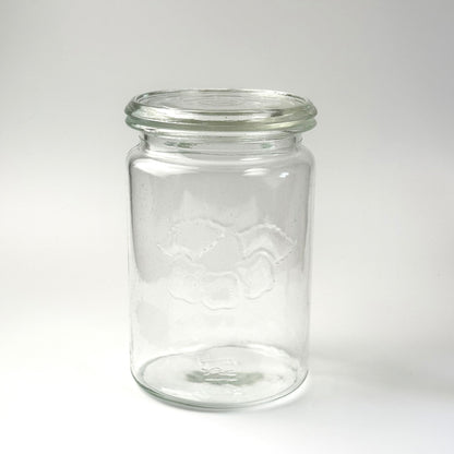 Kastrup Glasværk henkogningsglas 18,5 cm – gammelt sylteglas med glaslåg