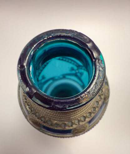 Unique Moroccan decoration set with glass bottle, miniature tajine and teapot