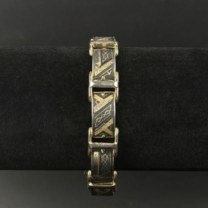 Vintage Toledo damascene armbånd med guldindlejring