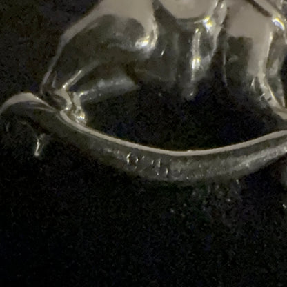 2 vintage charms in 925 silver – rocking horse and glass stone