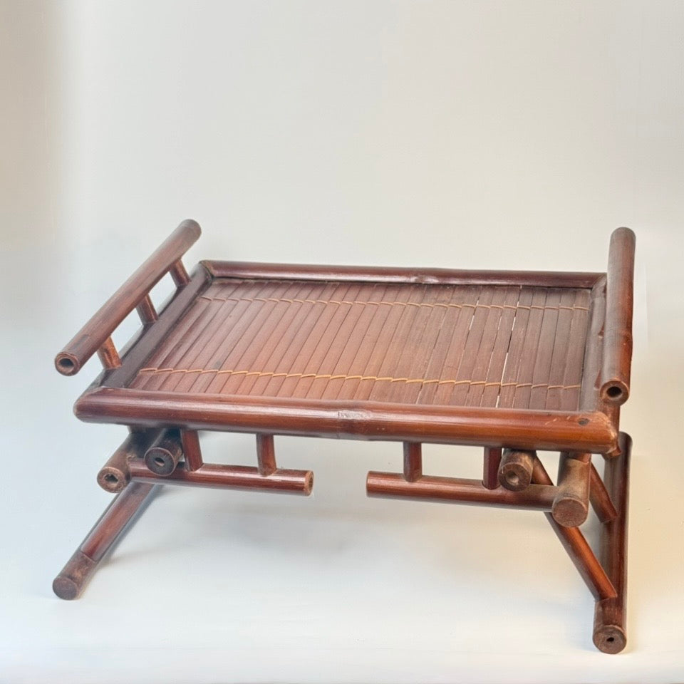 Set of vintage Vietnamese bamboo breakfast trays