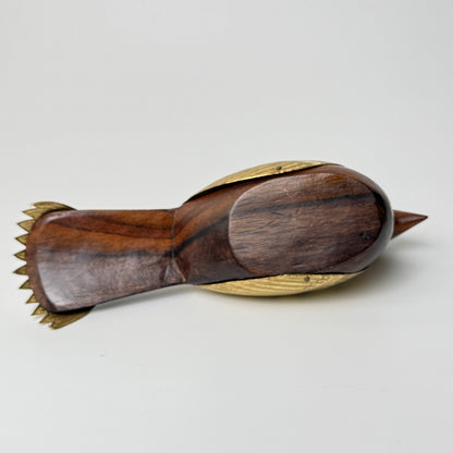 Beautiful bird figurine in rosewood and brass