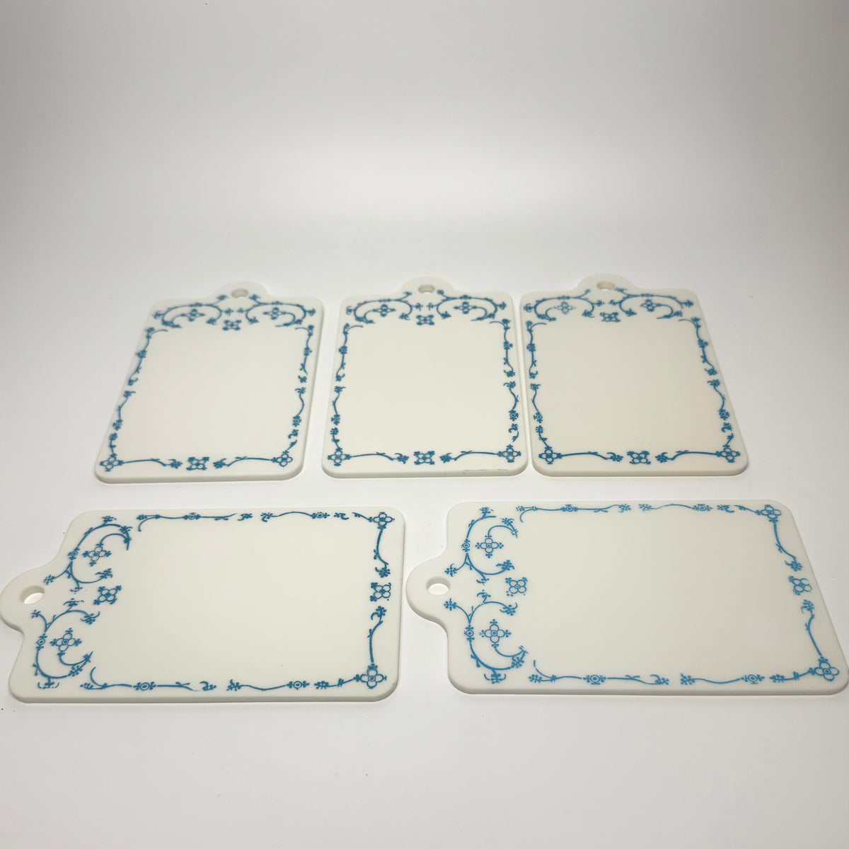 5 retro plastic butter boards – Musselmalet style