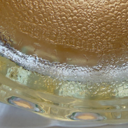 Ice bucket in heavy pressed glass with leather and leather handle – Italy, circa 1960–70