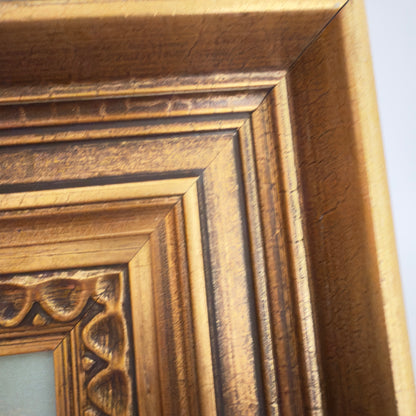 Original painting by Kay Birkmose with Danish agricultural motif in gilded frame