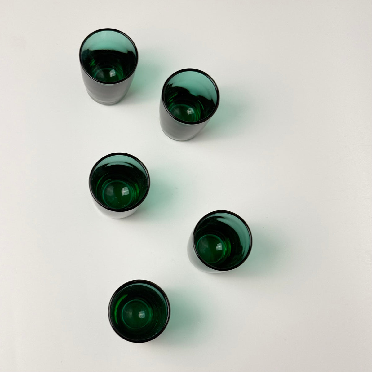 Hadeland "Kollen" cordial glasses – Willy Johansson – green/turquoise – 1960s – set of 5