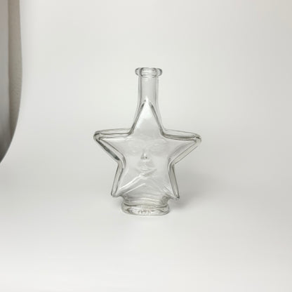 Vintage star carafe in clear glass with face – 18 cm