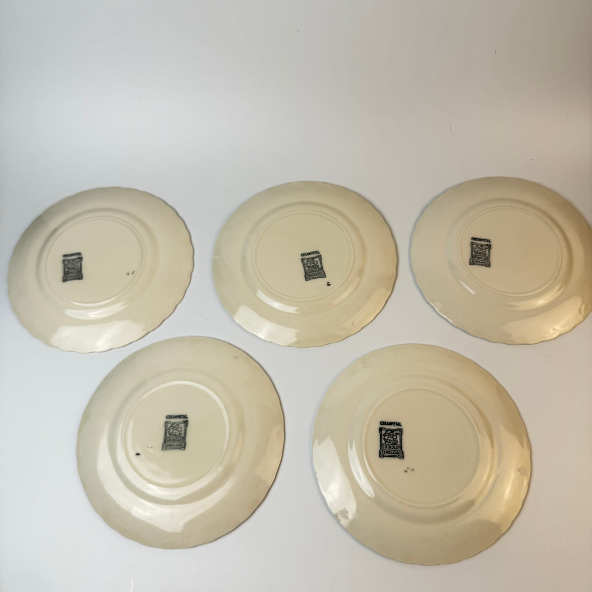 Grindley Cream Petal earthenware dessert plates