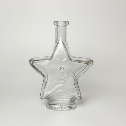 Vintage star carafe in clear glass with face – 18 cm