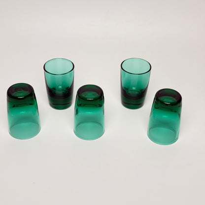 Hadeland "Kollen" cordial glasses – Willy Johansson – green/turquoise – 1960s – set of 5