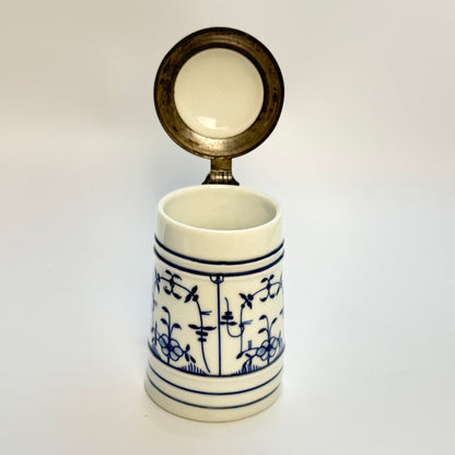 Lithophane ølkrus i porcelæn med tinlåg, 1930-40'erne