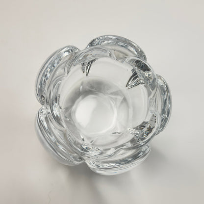 Holmegaard lotus lysestage i klart tungt glas – vintage dansk glasdesign - Frøken Lilly