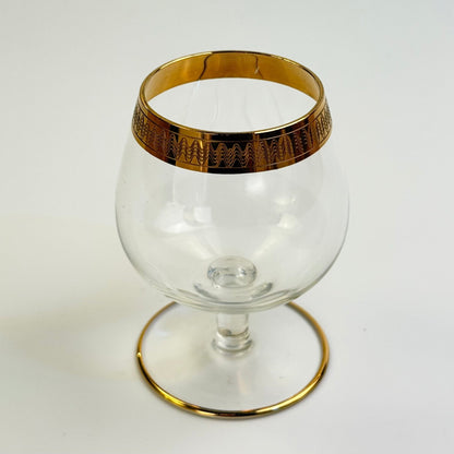 Lyngby Glas Tosca cognacglas i krystal med bred ciseleret guldkant, 1960'erne - Frøken Lilly