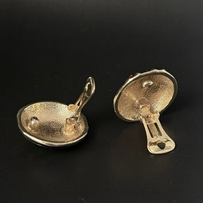 Vintage clip - on øreringe med poured glass i blå, rød og grøn – 80’er design - Frøken Lilly