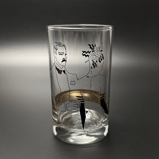 Vintage longdrink glas med grafisk motiv – 80/90’er med 40’ernes art deco stil - Frøken Lilly