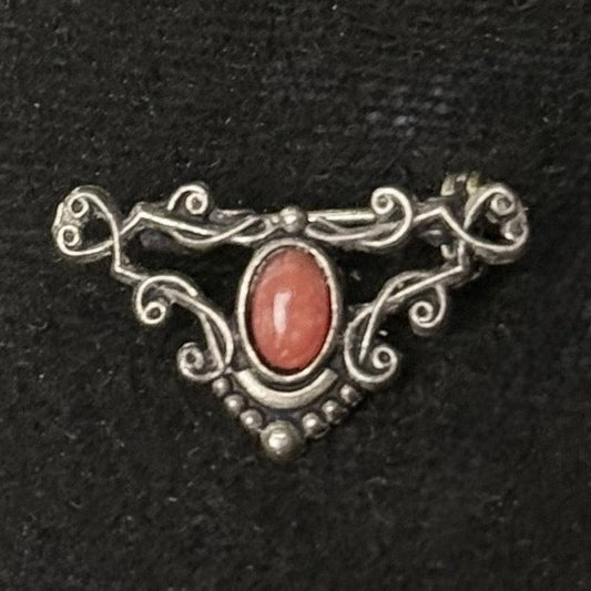 Vintage PIPIS 925 sølvbroche med naturlig koral – Græsk design - Frøken Lilly